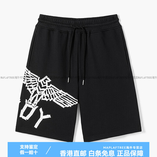 BOY LONDON春男女同款针织短裤大老鹰侧边胶印直筒裤N14983 黑色 XS