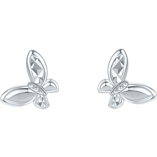 Saturday Fortune PT950 platinum earrings for women butterfly crushed ice platinum earrings B0914842 one pair about 2.2g gift