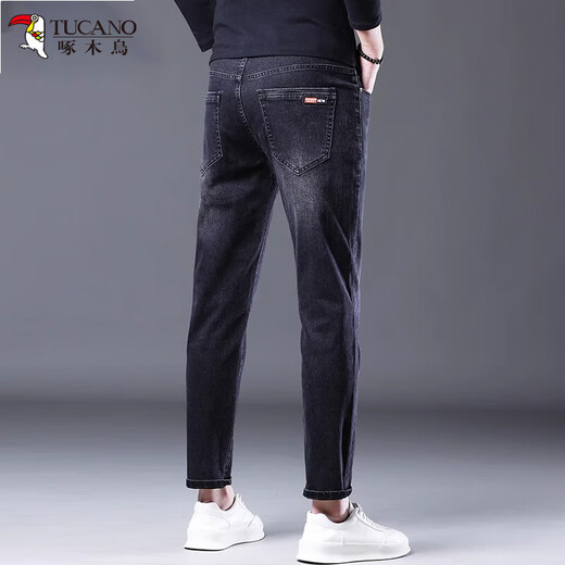 TUCANO; Woodpecker Jeans for men's summer thin slim straight versatile stretch jeans for men's versatile casual jeans for men 1048 black and gray 28 (2 feet 1) Recommended 90-100Jin [Jin equals 0.5 kg]