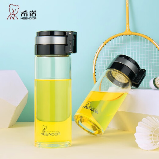 Copa de vidrio Sino Vidrete Portable Portable Portable Copa de té Portable Filtro de automóviles Hombres Negocios Copa de agua transparente 6015 [Gran capacidad] Tapa de copa de anillo de elevación 695ml - Modelo de celebridades