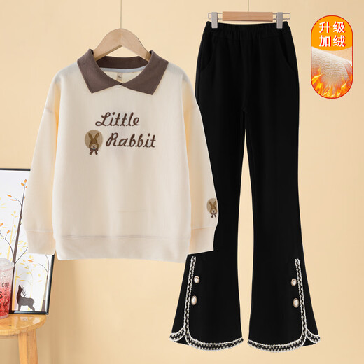 
McTicco Girls Set Fashionable 12-year-old girl 2025 New Spring Big Children Children Girls Fashionable Clothes Autumn Winter Spring Clothes 4882 Sweatshirt 18309 Flag-bottom pants [Set] 170 cm