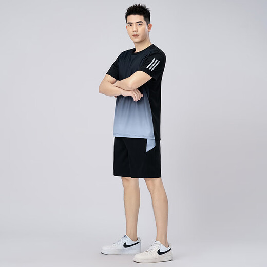 Playboy (Playboy) Traje deportivo de secado rápido para el uniforme de bádminton masculino con gordo talla grande de verano Carrera suelta Set de dos piezas de dos piezas Green 9902 L 90-110Jin [Jin iguala 0.5 kg]