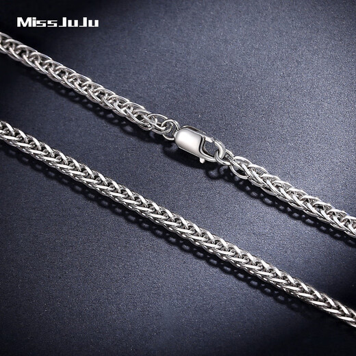 Miss JuJu pt950 platinum necklace for men and women, platinum necklace, clavicle chain, Chopard chain, thick style, thick sweater chain neck ornament, weight 18.6-18.8g, length 54cm, thickness 2.5mmM buckle,