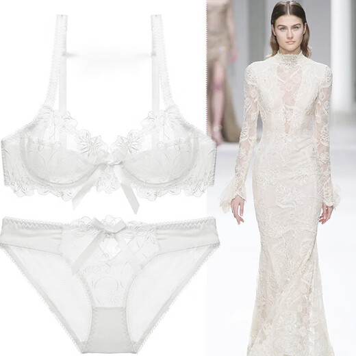 Victoria Palace Large Size Bra Ultra-Thin Transparent Bra Set Breathable Lace Sexy Mesh Large Size Women's Underwear Bra Pink 32/70A