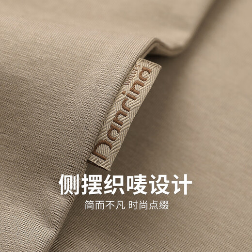 与狼共舞【含桑蚕丝】刺绣短袖T恤2025夏季新款印花亲肤圆领休闲上衣6037 卡其701 XL (180)