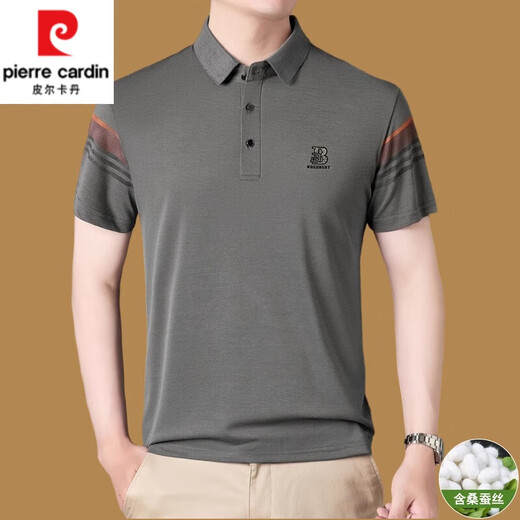 Pierre Cardin Kurzärärtes Polo-Hemd für Männer Geschäfte lässig Sommer mittleren Alters mit mittleren Altersmaul-Seide Kurzärärmelte T-Shirt Revers Makelanschluss.