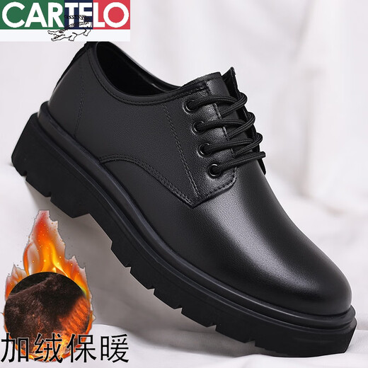 CARTELO crocodile casual leather shoes men's genuine leather 2025 new spring and autumn British style business formal wear big head suit wedding shoes men black four seasons 40