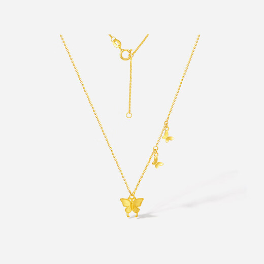 Saturday blessing yellow 18K gold necklace butterfly color gold necklace birthday gift for women C0614755 40+5cm