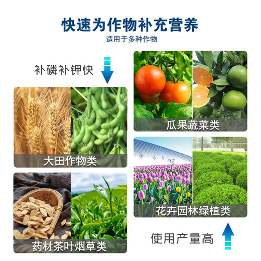 Potassium phosphate foliar fertilizer for agricultural fruit trees and vegetables, fruit expansion, color control, disease resistance, fruit preservation, phosphorus and potassium water-soluble fertilizer 1500g*8 bottles