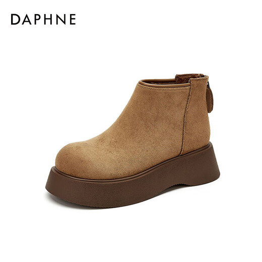 DAPHNE Bottes de neige Daphné chaussures chaudes en coton pour femme hiver nouvelles bottes courtes rétro Maillard à semelles épaisses bottes extérieures couleur caramel velours hauteur du talon 5,5 cm 37 (235 mm) taille standard