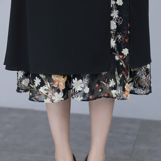 SIBAISER 2025 Autumn New Women's Long Falda Temperament False Vestido de dos piezas