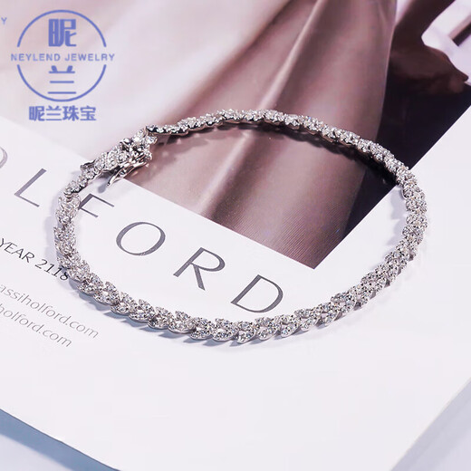 Nilan platinum pt950 bracelet moissanite women's wheat twist light luxury niche full diamond new style 16cm