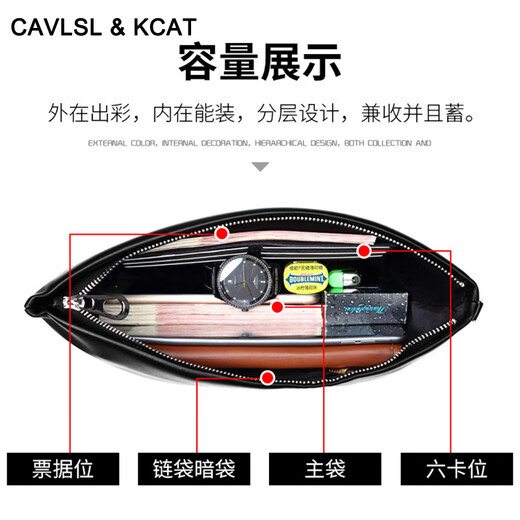 CAVLSLKCAT MEMS Sac à main Geothe Super Cuir Grochet grande capacité Zipper Hand Grab Enveloppe Sac Couche de tête de vache d'anniversaire Valentin de la Saint-Valentin Black Large taille 30 * 20 * 3CM