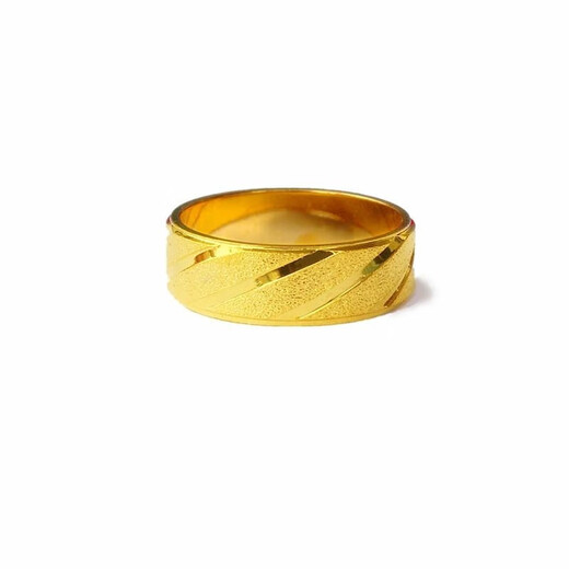 CAMPUSKINGLY Old Phoenix 999 gold simple men's and women's ring ring ring large wide frosted pattern personality simple European size 22 (recommended for boys with thick fingers) Same