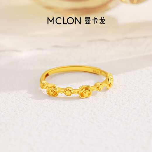 Mankaron Gold Little Prince Rose Ring Women's Foot Gold Commuting 5G Gift Xiaguang Gold Gift Little Prince Rose Ring 2.66g