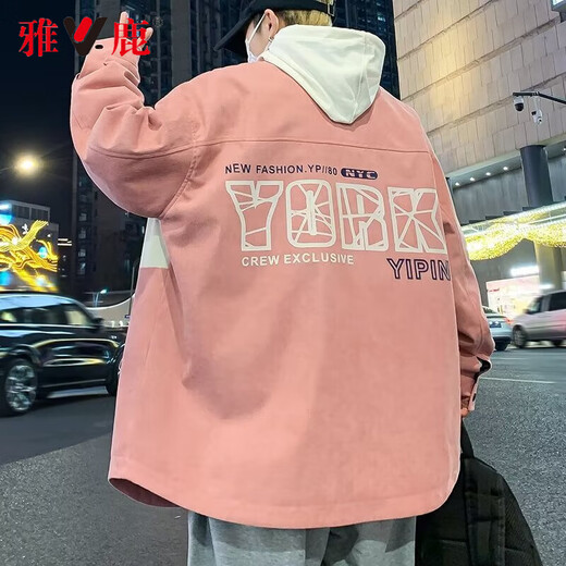 Yalu Spring Jacket Men's Men's Harbor Style Style Chaqueta Hombres Camisa de la calle Top Capered Top Clothing y otoño Outums D687 Color de albaricoque Regular (recomendado 110-135Jin [Jin iguala 0.5 kg])