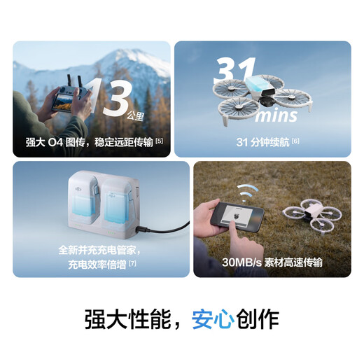 大疆【国家补贴】DJI Flip 全能 Vlog 航拍机 户外露营旅游运动便携高清防抖无人机迷你语音遥控飞机