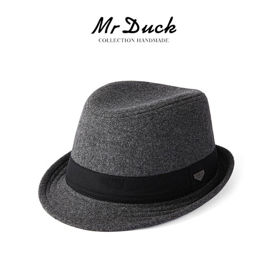 Mr DUCK British style retro hat High density densely woven wool semi-curled gentleman's hat for men and women autumn and winter MW13038 sheep wool material-dark coffee color (classic solid color L size (59-60cm)