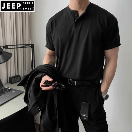 Jeep Spirit Henry Camisa pesada Americana Americana de algodón de algodón de algodón de verano Henry Henry Camiseta Yuppie Yuppie Camiseta Paul