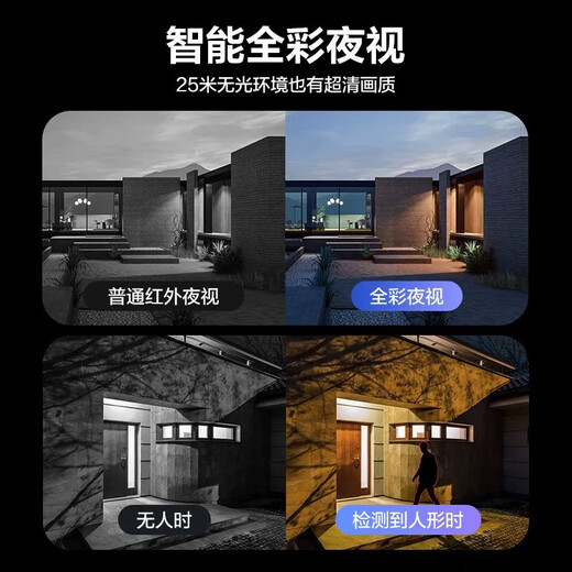 Cámara de fluorita ojo doméstico Xiaodou impermeable al aire libre wifi wifi dual cámara de 3k binocular ai teléfono móvil monitor remoto [5 millones + 5 millones] cámara de detección humana y de vehículos + 128 g [recomendado]