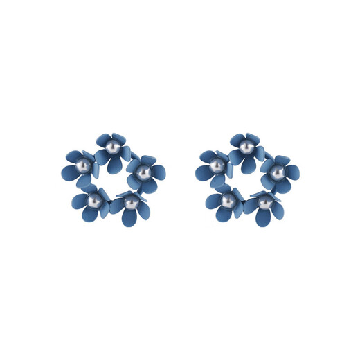 
Buckle Blue Earrings Literary Fresh Haze Blue Flowers Geometric Versatile Earrings Earrings Sweet Jewelry Women 2# 14082C
