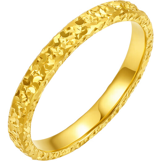 Saturday Fu broken ice pure gold 999 gold ring female Chinese Valentine's Day birthday gift price A0113002 No. 14, about 3.85g