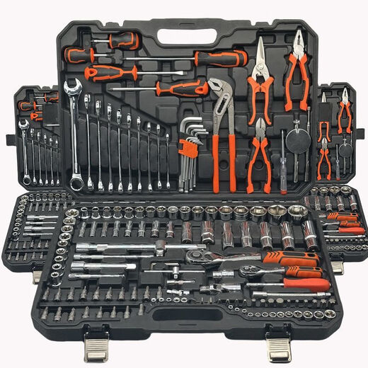 Auto repair tool set, socket wrench, ratchet repair combination, multi-functional full tool box for car repair, 142-piece 24-tooth straight handle set for auto repair