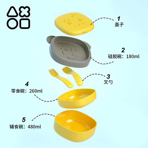 
Octoto baby supplementary food bowl children's outing tableware portable children's bowl baby plate throw-resistant supplementary food tools [bowl + fork spoon + complementary food cutter] Strawberry bear