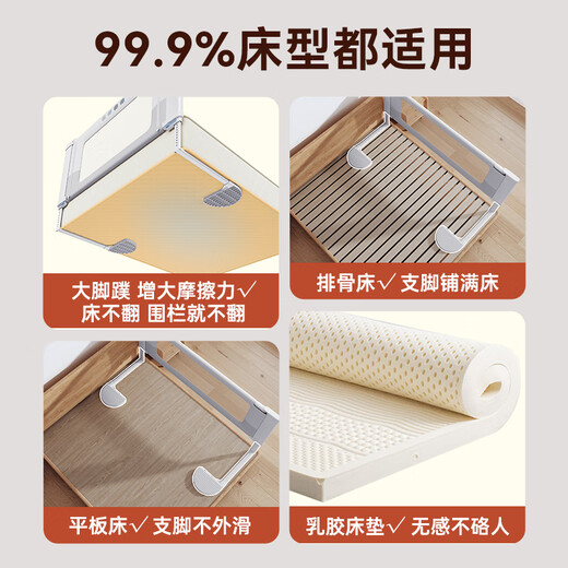 InnoTruth crib fence bed, three-sided baby anti-fall fence, safety bedside guardrail, one side baffle, no punching required, Gray Little Elephant-2.0m single-sided