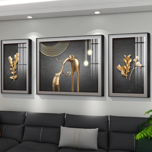 Leichte luxuriöse abstrakte Wohnzimmer Dekorative Gemälde, Sofa Hintergrundwand, weiche Ausstattungsmaler, einfache und atmosphärische Untersuchung, Kristallporzellanbilder, TXMG12048, Mitte 80*60 cm/rechts 40*60 cm geeignet für 2.