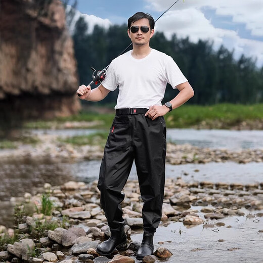 YogelTackle ultra-light nylon water pants fishing pants men's wading pants water shoes one-piece waist-length reservoir waterproof fishing raincoat pants
