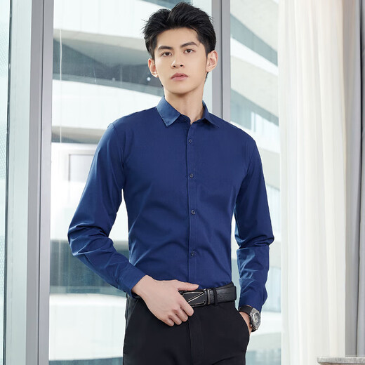 妄潮胖子大码长袖衬衫男士韩版修身免烫商务正装衬衣男纯色短袖衬 【高质量凉爽长衬】白色 XL 建议体重115-125斤