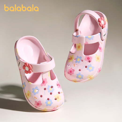 Balabala children's slippers summer indoor non-slip girls hole shoes floral baby cute princess girl beach shoes outside
