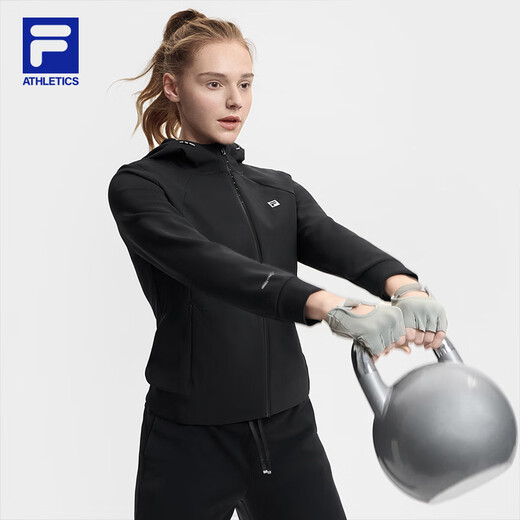 FILA 斐乐官方女士针织连帽外套2025春季健身运动简约基础上衣