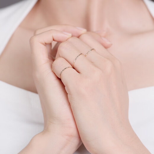 Taste Ju 18K gold colored gold niche Japanese style extremely thin simple stacked plain ring women's ring extremely thin ring tail ring joint ring 18K yellow ring number 11#