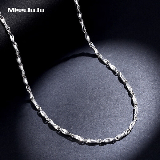 Miss JuJu pt950 platinum necklace men's platinum necklace ingot chain men's and women's clavicle chain with pendant plain chain about 9.9g long 50cm thick about 1.6mm weight more refund less supplement
