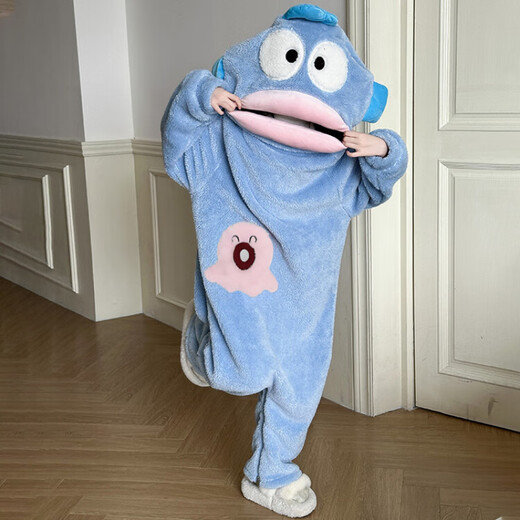 Oxygen Ugly Fish Pajamas Big Head Ugly Fish Children's Funny One-piece Pajamas for Boys and Girls Autumn and Winter Thickened and Velvet Home Clothes Ugly Fish Thickened and Velvet One-Piece Style Children's Style Without It One Size S Size 145-155cm 68-85Jin Jin is equal to 0.5 kg