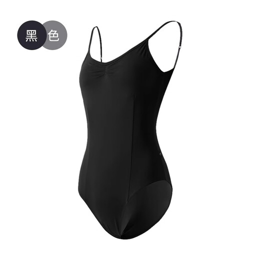 Little Jasmine Dance Art Exam Girls’ suspender gymnastics suit Ballet practice suit Adult high hip body suit Black L
