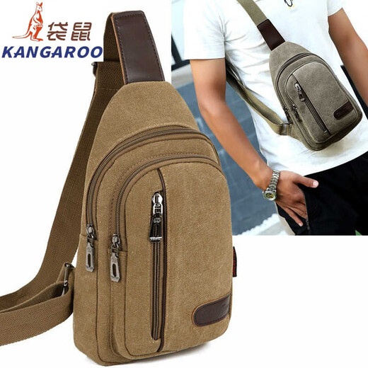 Кенгуру (кенгуру) сумка мужская сумка для грудной клетки Canvas Bag Сумка мешка мужская сумка для плеча корейская версия маленькая рюкзак повседневная сумка талии черная оксфордская ткань с отверстием для наушников 9903