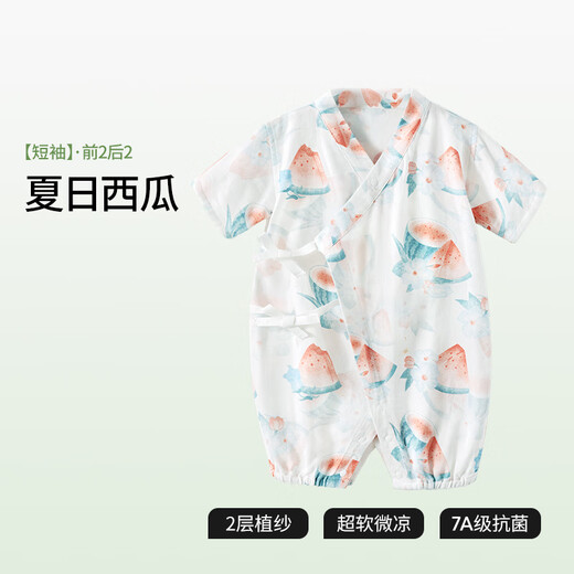 Betas baby clothes summer thin onesie newborn baby short-sleeved bamboo cotton gauze harp pajamas
