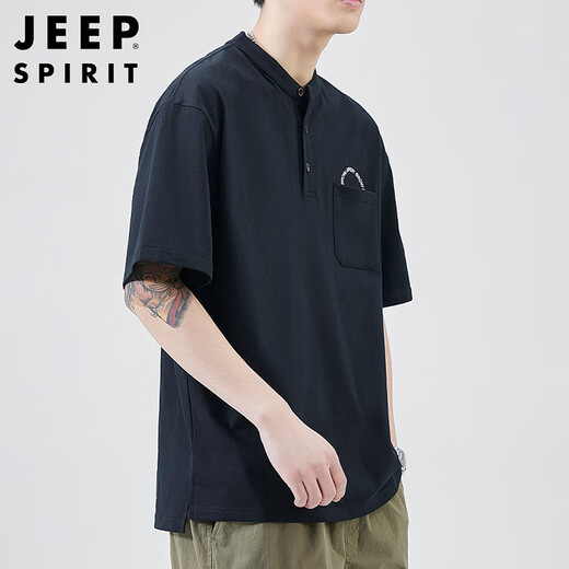 JEEP SPIRIT吉普短袖T恤男士夏季宽松纯棉半袖高端体恤凉感上衣服polo衫