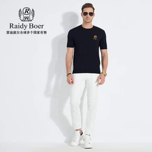 
Raidy Boer/Reddy Boer [Knitted Elastic] Spring 2025 Laser Sequin Men's Short Sleeve T-Shirt 7018 Black M /170/48