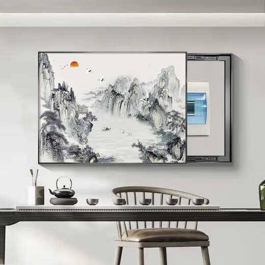 
Yaoshijia paintings new Chinese atmospheric meter box decoration paintings simple modern landscape electric box painting ugly box covering mural T12532 80*60cm (blocking 70*50) hydraulic black frame