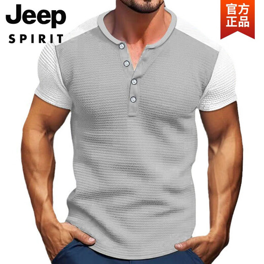 Jeep Spirit Workswear American rétro lourd poids confortable Henry Shirt ami kaji à manches courtes fitness dure