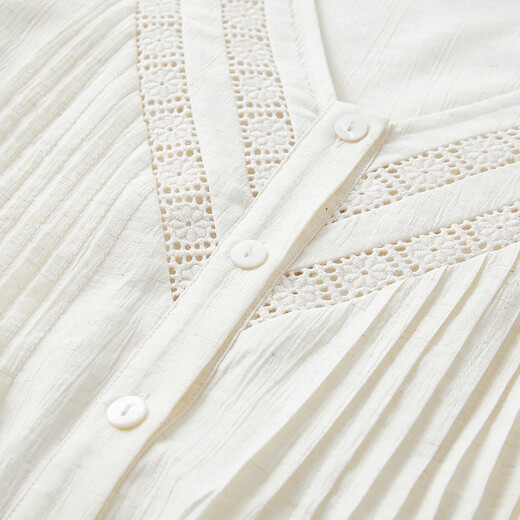 Xiangying Wang Churan star same style white baby doll top women's summer linen shirt light thin v-neck shirt blue L 165/88A/110-125Jin Jin equals 0.5 kg