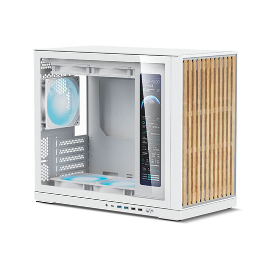 闪鳞G600机箱便携式实木MATX侧透TYPEC副屏360水冷主机箱 闪鳞G600白色副屏版实木