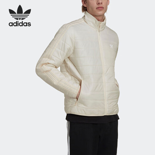 阿迪达斯 （adidas） 三叶草男装 冬季新款运动服户外休闲连帽保暖棉服外套 HL9214米白 M