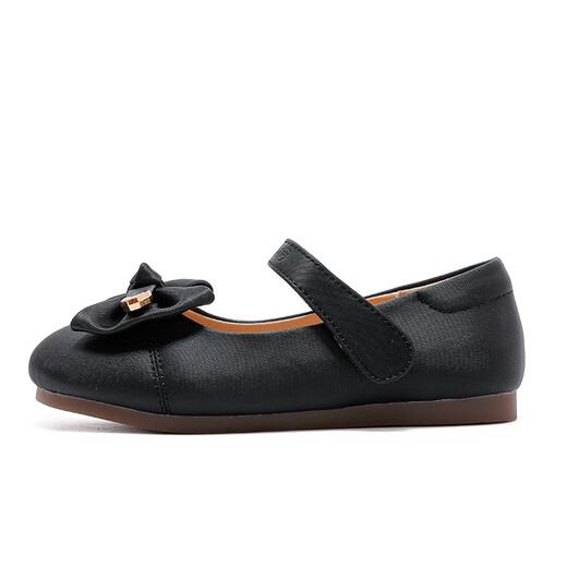 Babudou Children's Shoes 2025 Spring New Girls' Versatile Campus Performance Shoes for Big Children British Style Small Leather Shoes Children's Shoes Black 27 Suitable for Feet Length 16.5cm