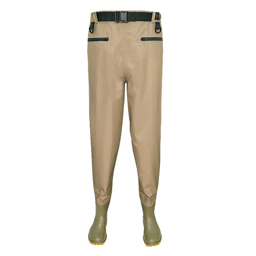 SEKOYA waist-length breathable fishing clothing wading pants Luya equipment stream fishing one-piece waterproof rain pants for the sea wear-resistant lower body Khaki (6006) L (shoe size 42)
