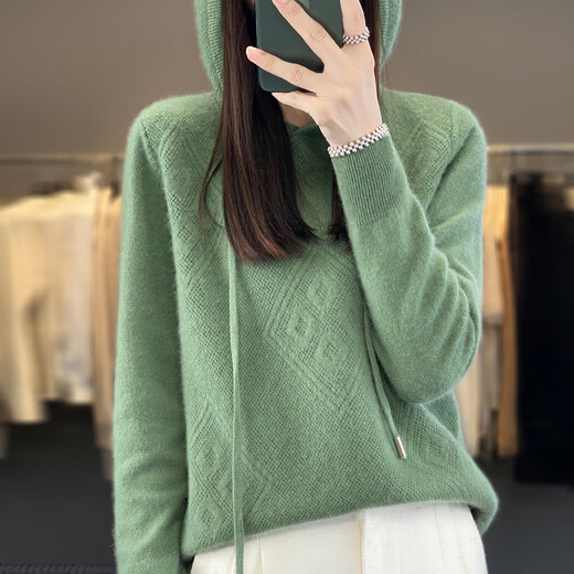 
HERAGAIA Andy Velvet Knitted Hoodie Women's Spring and Autumn Style 2025 New Loose and Casual Solid Color Short Pullover Jacket Tropical Green JXSDY-PD841 2XL (Suggested to be within 140-160Jin [Jin equals 0.5 kg])